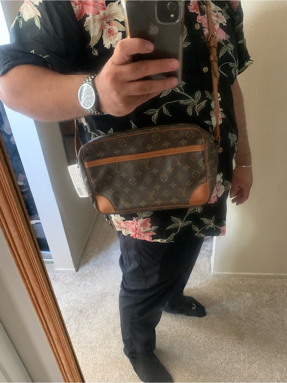Louis Vuitton Brown Monogram Messenger Bag with Tan Trim